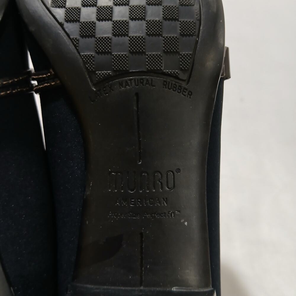 Munro Shoes Womens 8.5 Narrow Cindi Slip On Loafer Heel M207487 Navy Fabric - Picture 11 of 13